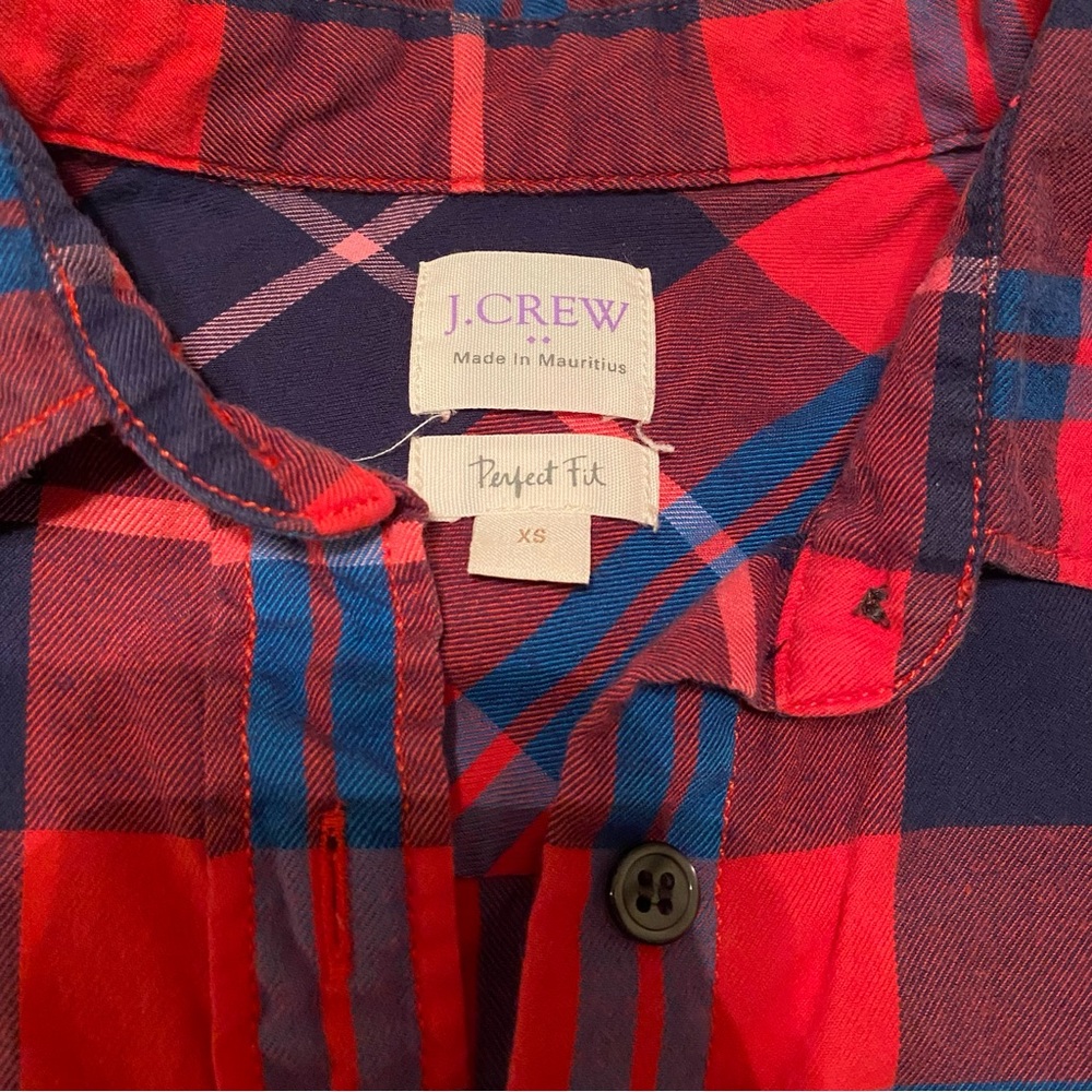 J. Crew | red and blue plaid button down - Picture 4 of 4